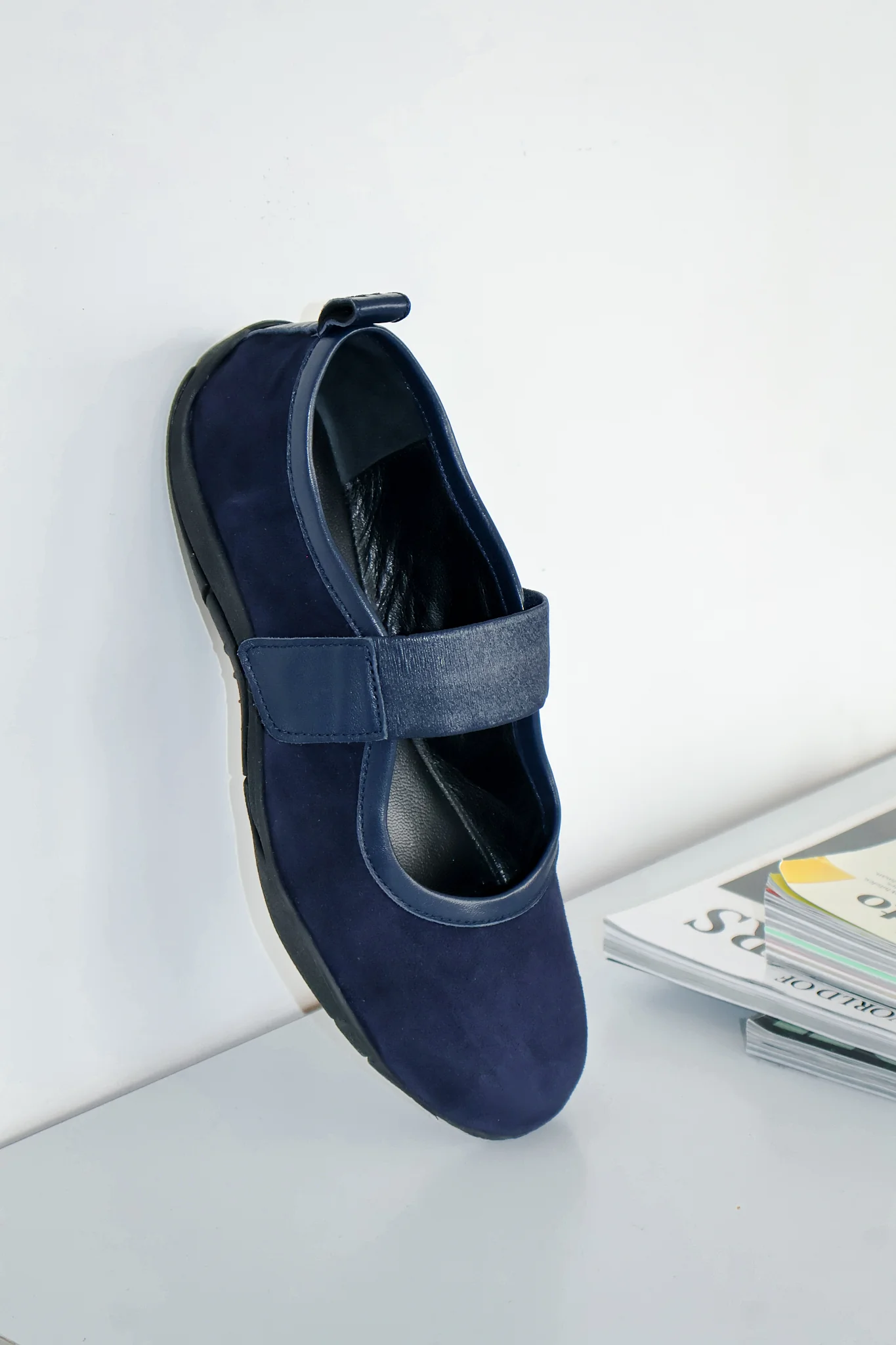 Evora Navy Suede Ballerina - Image 6